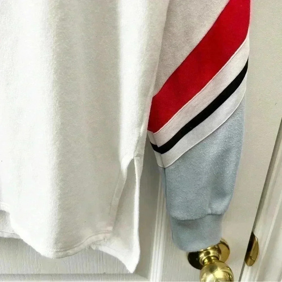 PINK Victoria’s Secret Oversize  Sequin Bling Hoodie Sweatshirt White Blue XS - Picture 7 of 16